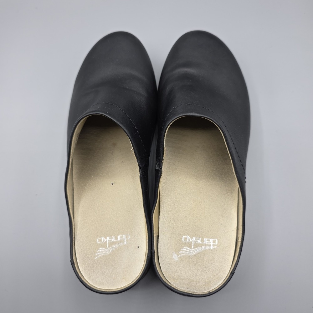 Dansko Mariella‎ Clogs Womens 41 Black Leather Mules Slip On Comfort Shoes Cork - Picture 11 of 14